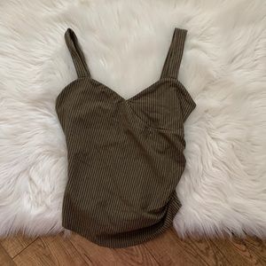 NWT Express Green Black Striped Tank Top Womens XS Sweetheart Neckline